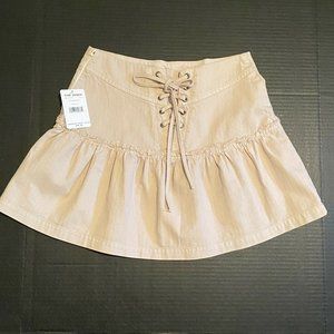 Free People Women $ 88 Sz 4 Mini Skirt Cotton Ivory Positano Tie Front Champagne